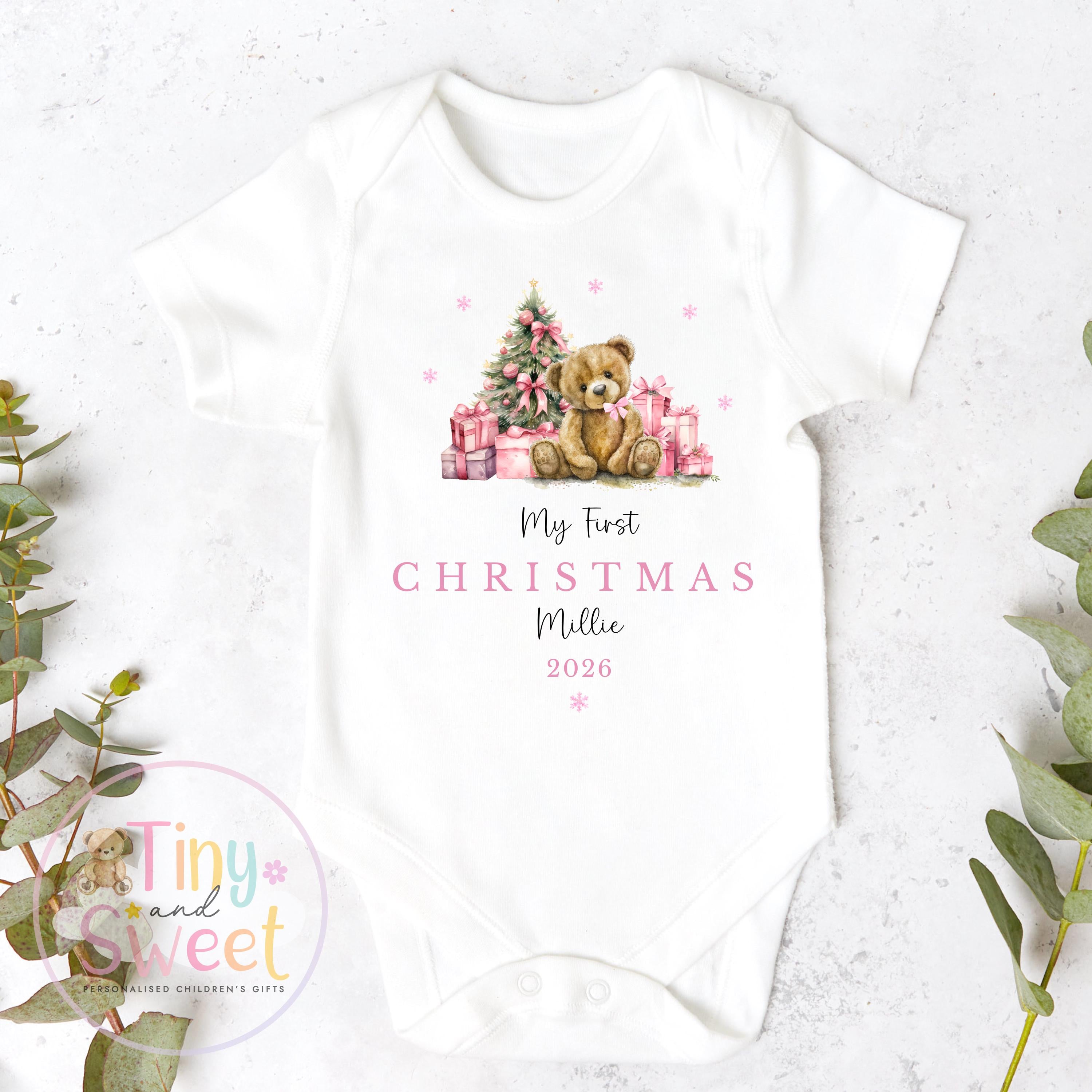Personalised Babies First Christmas Sleepsuit, Babies 1st Xmas Gift Idea, Pyjamas, 1st Xmas Babygrow, Christmas Outfit for baby, Teddy