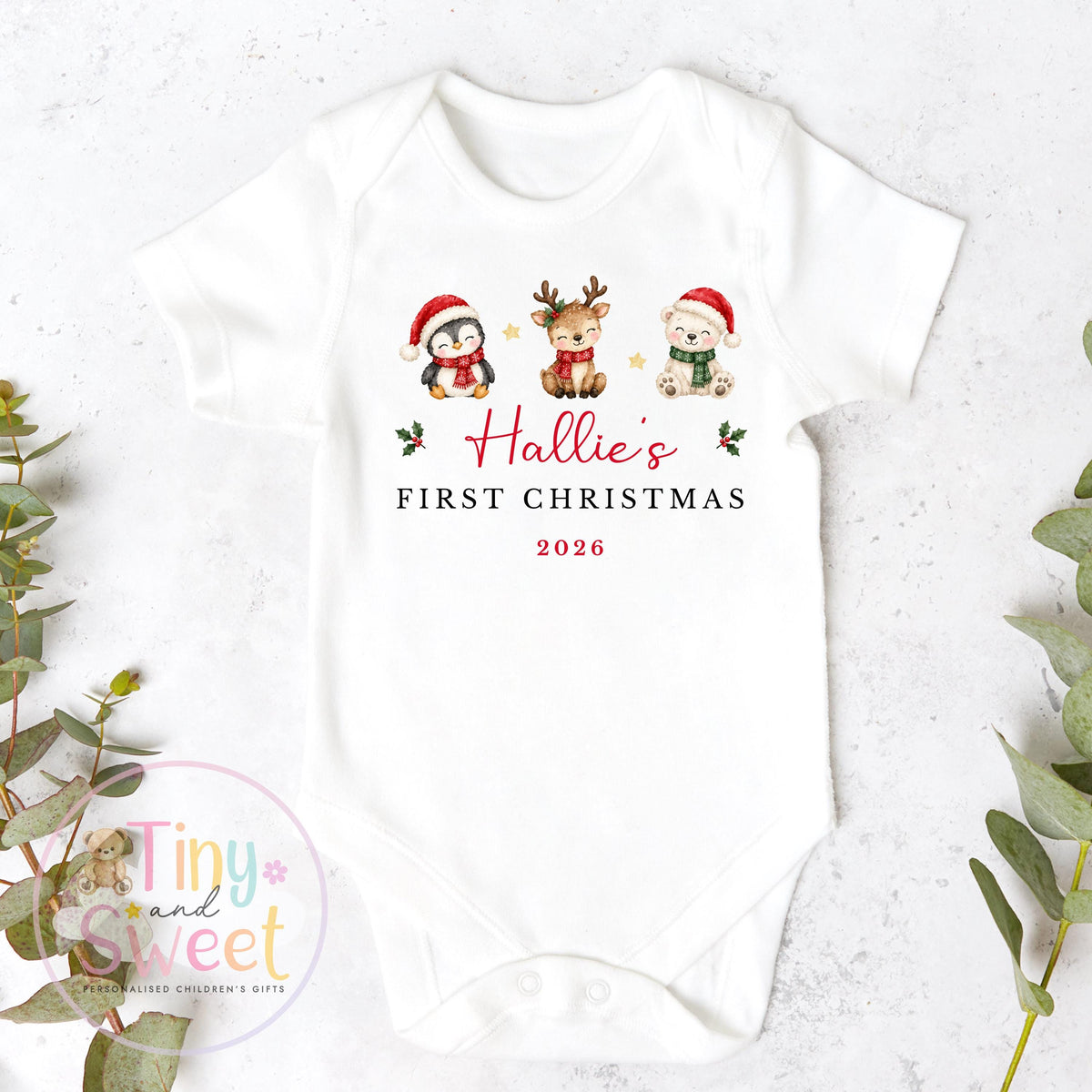 Personalised My First Christmas Bunny Sleepsuit, When I wake up it will be christmas, Babies 1st Christmas, New Baby first xmas