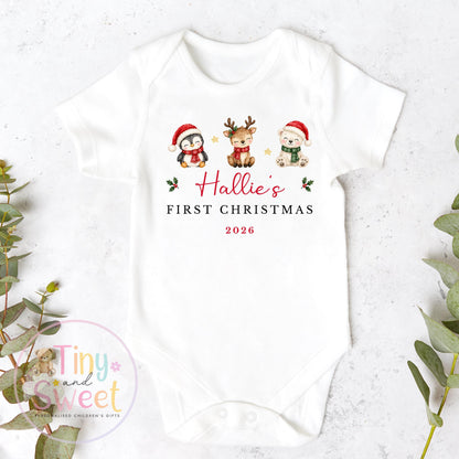 Personalised My First Christmas Bunny Sleepsuit, When I wake up it will be christmas, Babies 1st Christmas, New Baby first xmas