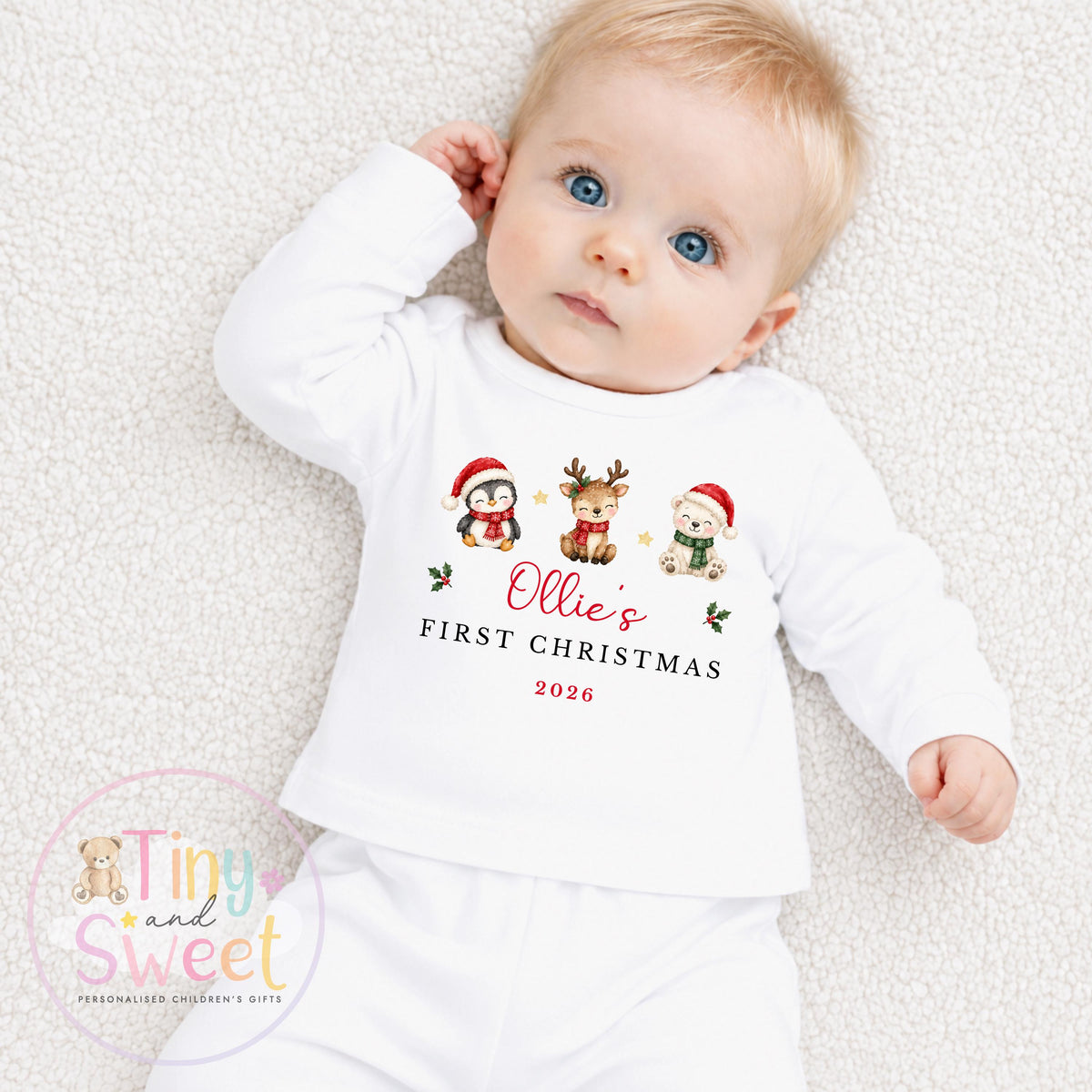 Personalised My First Christmas Bunny Sleepsuit, When I wake up it will be christmas, Babies 1st Christmas, New Baby first xmas