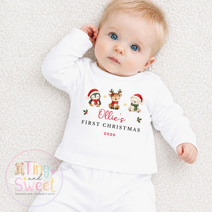 Personalised My First Christmas Bunny Sleepsuit, When I wake up it will be christmas, Babies 1st Christmas, New Baby first xmas