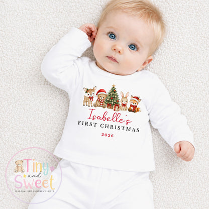 Personalised My First Christmas Bunny Sleepsuit, When I wake up it will be christmas, Babies 1st Christmas, New Baby first xmas