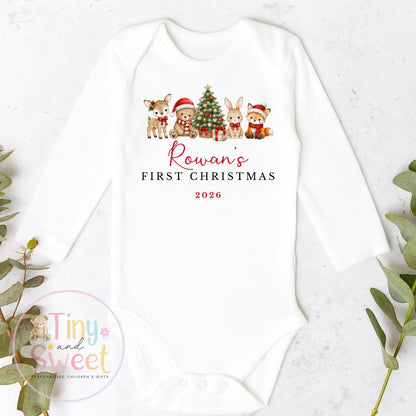 Personalised My First Christmas Bunny Sleepsuit, When I wake up it will be christmas, Babies 1st Christmas, New Baby first xmas