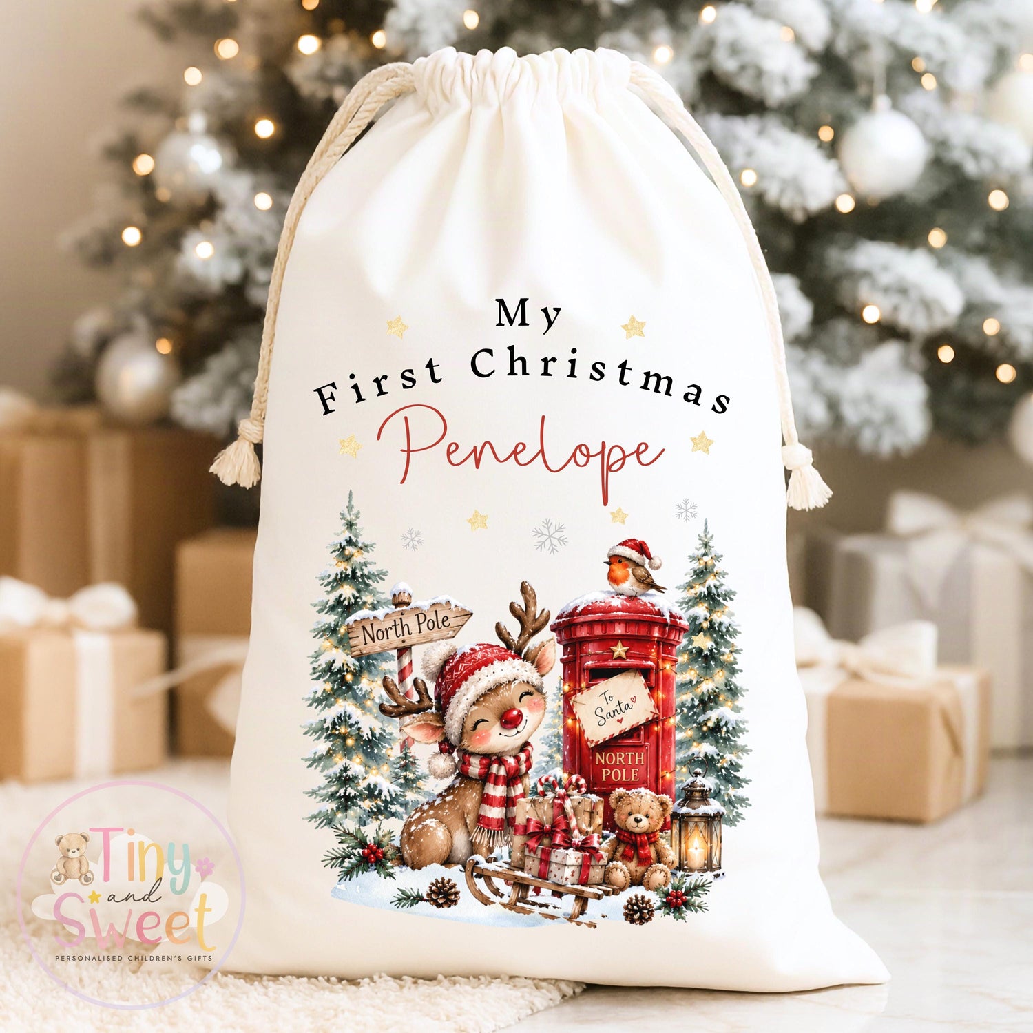 Personalised Christmas Sack, My First Christmas Sack, Santa sack, Babies 1st Christmas, Christmas Eve Bag, Custom Baby Gift, Baby Girl/Boy