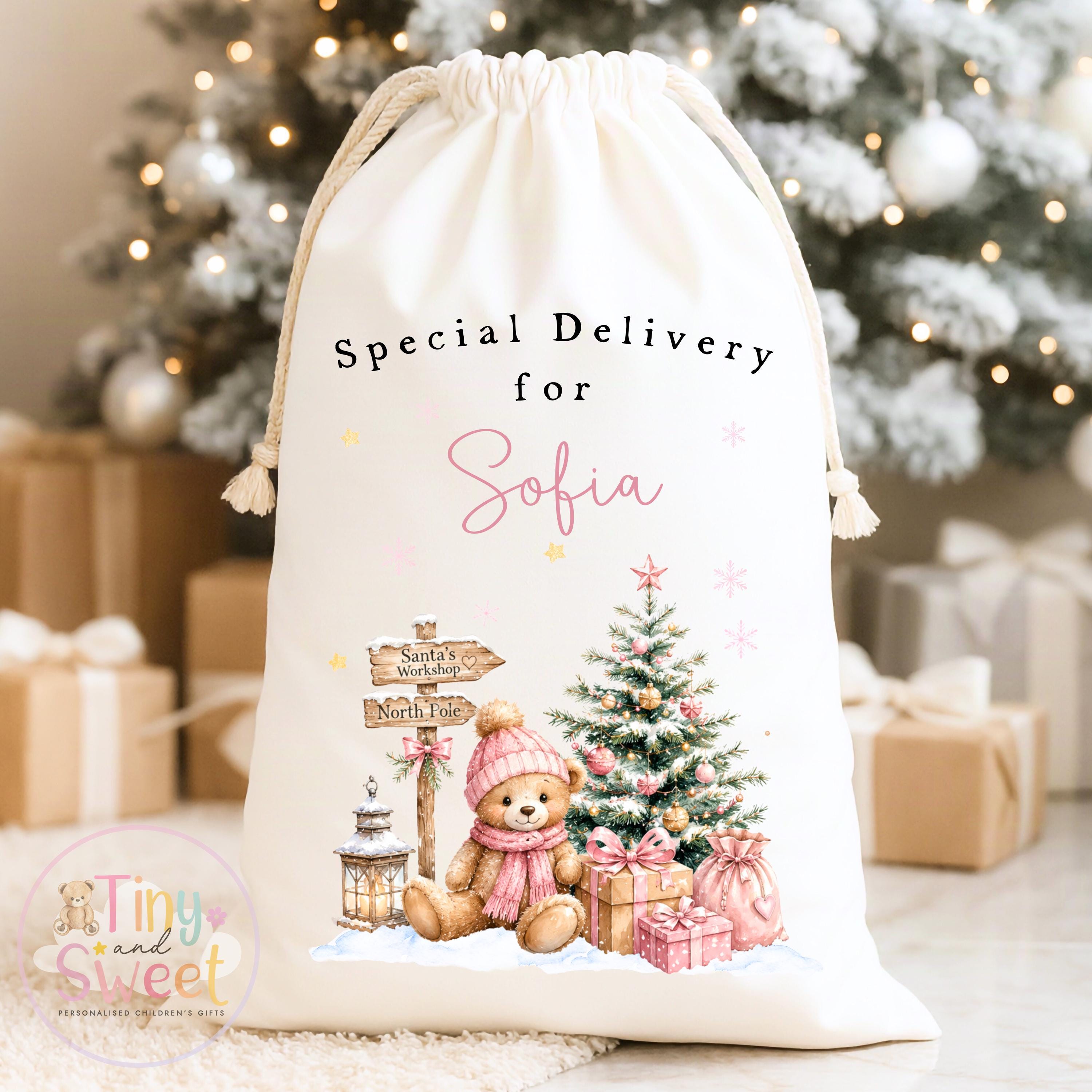Personalised Christmas Sack, Teddy Bear First christmas sack, XL christmas sack, Teddy christmas sack, Baby Boy christmas sack