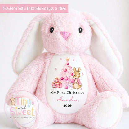 My First Christmas Blue Bunny Personalised Soft Toy