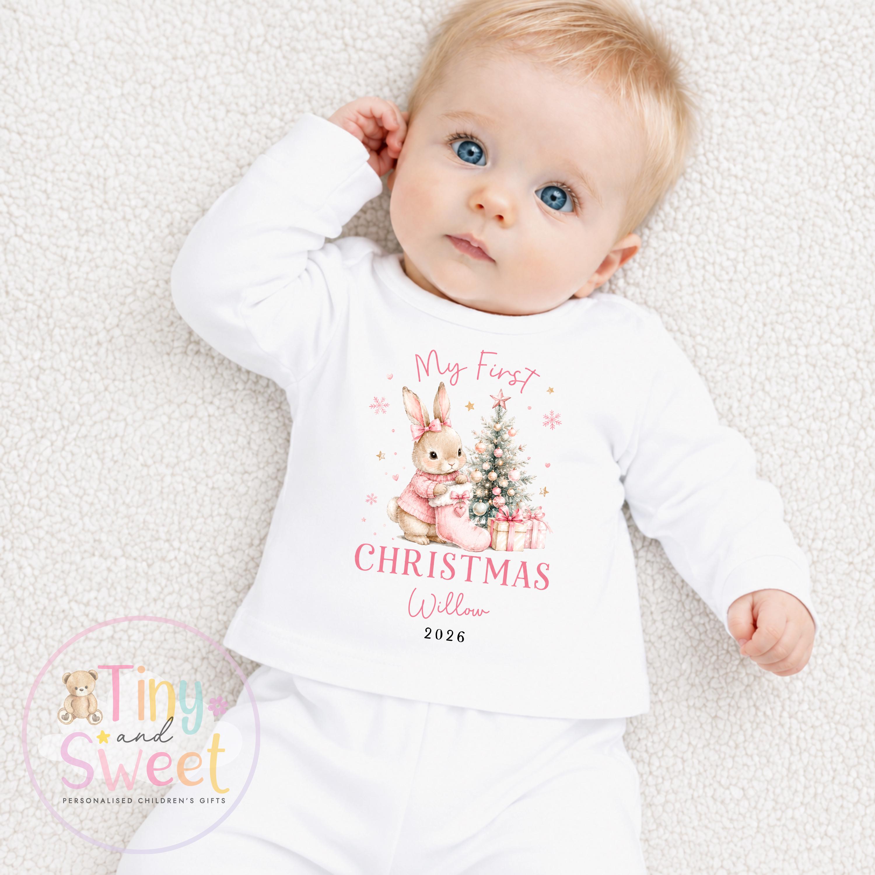 Personalised Babies First Christmas Sleepsuit, Babies 1st Xmas Gift Idea, Pyjamas, 1st Xmas Babygrow, Christmas Outfit for baby, Teddy