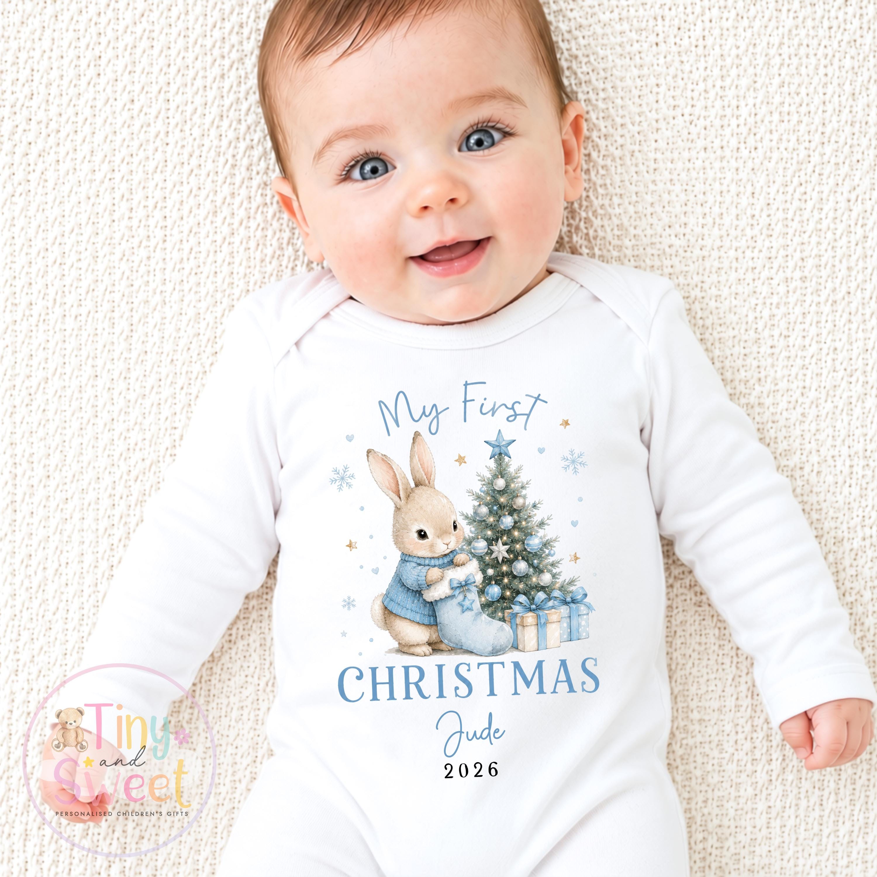 Personalised Babies First Christmas Sleepsuit, Babies 1st Xmas Gift Idea, Pyjamas, 1st Xmas Babygrow, Christmas Outfit for baby, Teddy