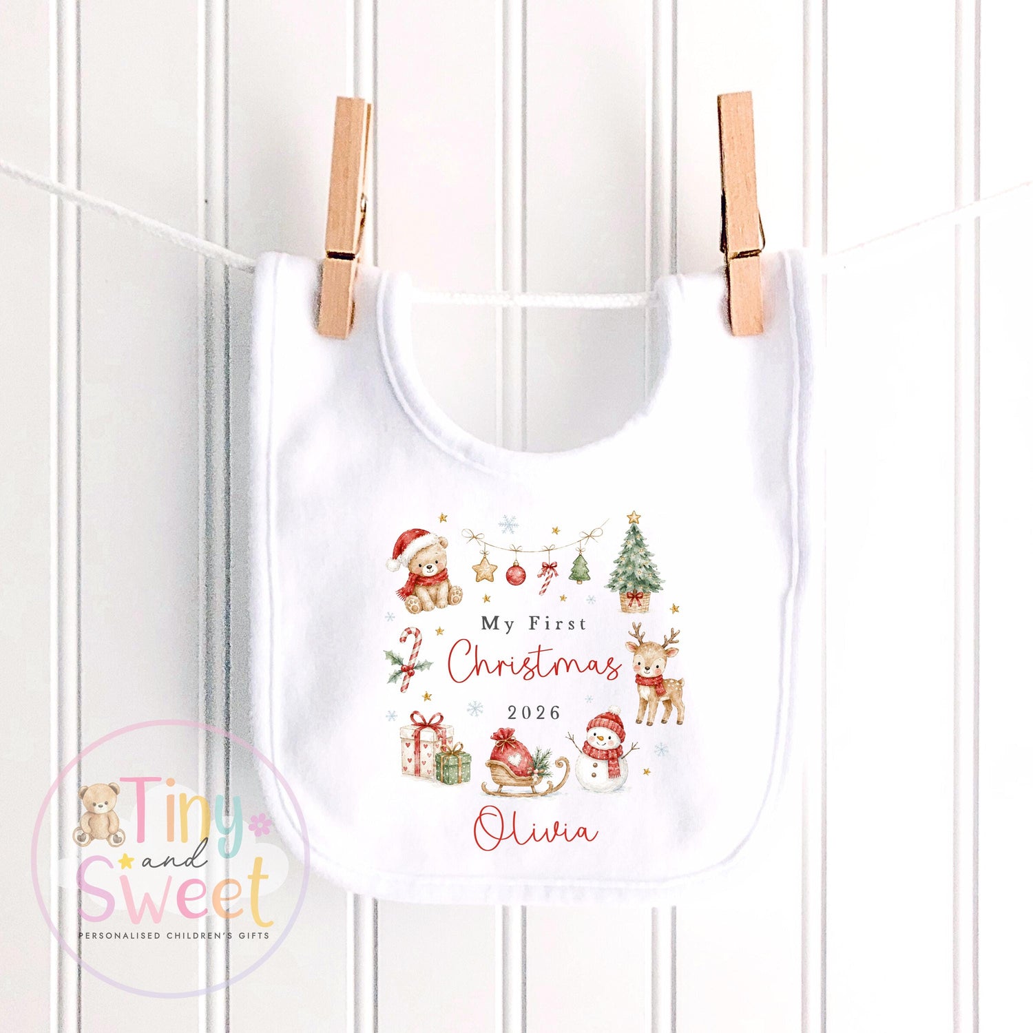 First Christmas Baby Grow , My First Christmas, Custom Name Sleepsuit, Baby’s First Christmas, Personalised Christmas Baby Outfit
