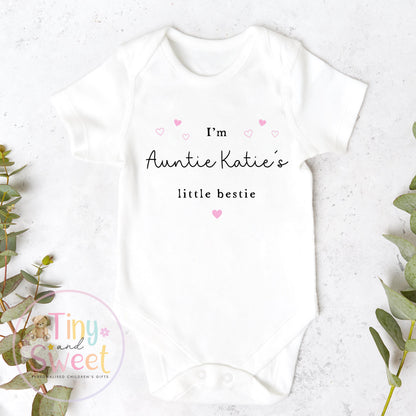 Personalised Auntie is my Bestie, Khala Bestie, Baby Sleepsuit, Custom Auntie Gift, Nanny Gift, Loved One Gift, New Baby Gift