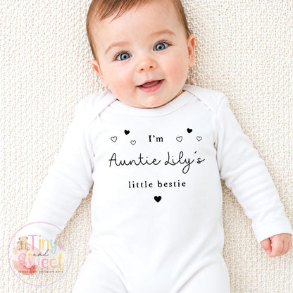 Personalised Auntie is my Bestie, Khala Bestie, Baby Sleepsuit, Custom Auntie Gift, Nanny Gift, Loved One Gift, New Baby Gift