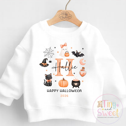 Personalised Halloween T Shirt or Sweatshirt for Kids, Halloween Top, Pumpkin T Shirt, Kids Halloween Outfits, Boys or Girls Halloween Gift