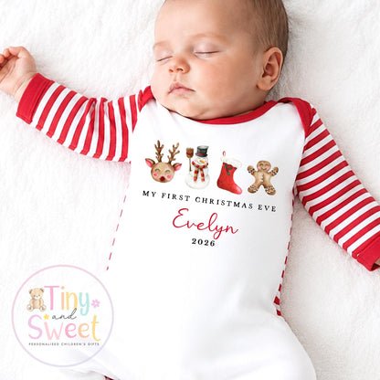 First Christmas Eve Baby Grow , My First Christmas, Custom Name Sleepsuit, Baby’s First Christmas, Personalised Christmas Baby Outfit
