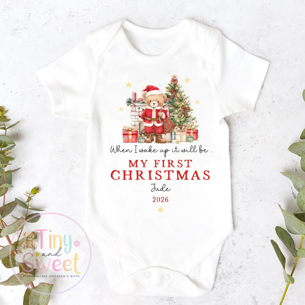 First Christmas Baby Grow , My First Christmas, Custom Name Sleepsuit, Baby’s First Christmas, Personalised Christmas Baby Outfit