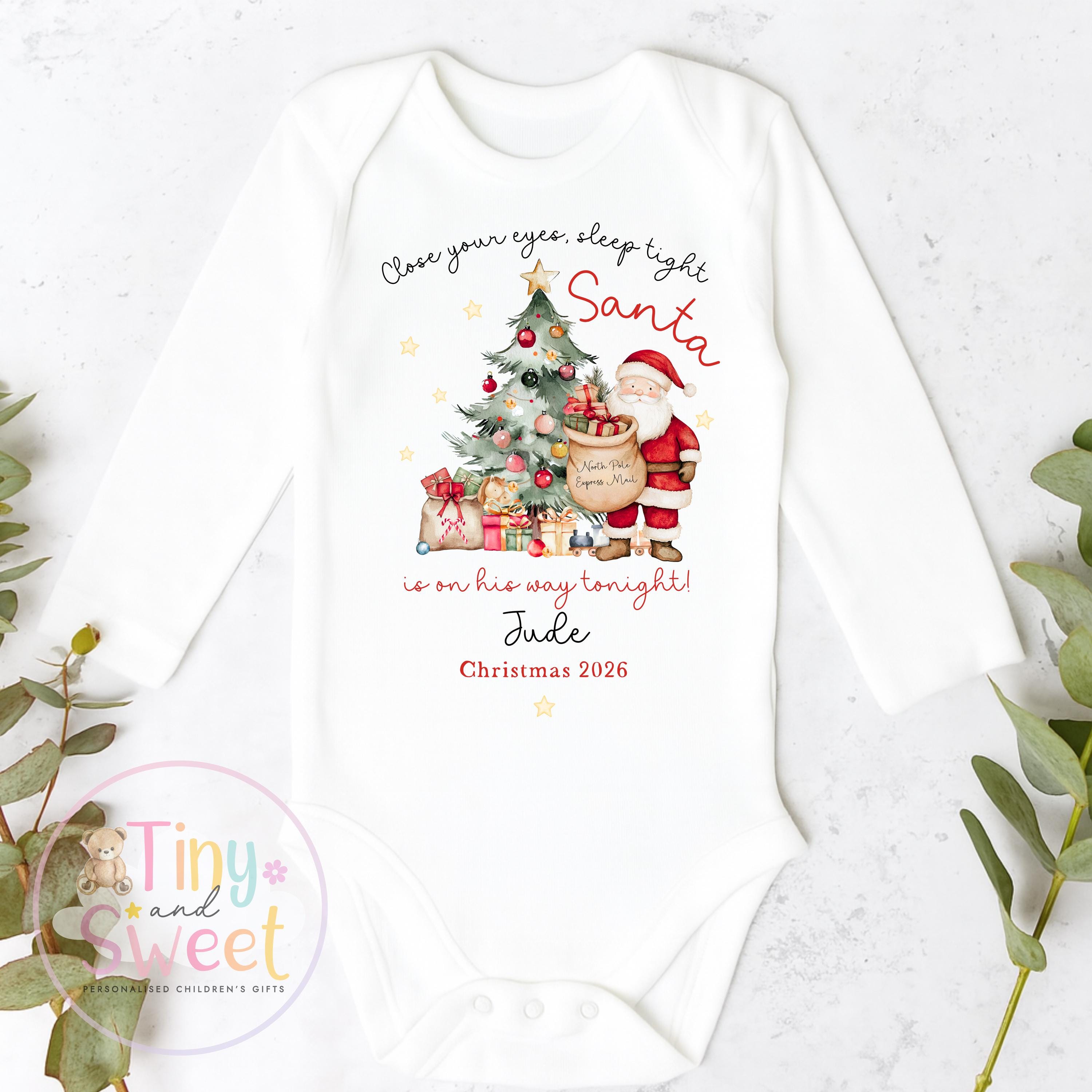 First Christmas Baby Grow , My First Christmas, Custom Name Sleepsuit, Baby’s First Christmas, Personalised Christmas Baby Outfit