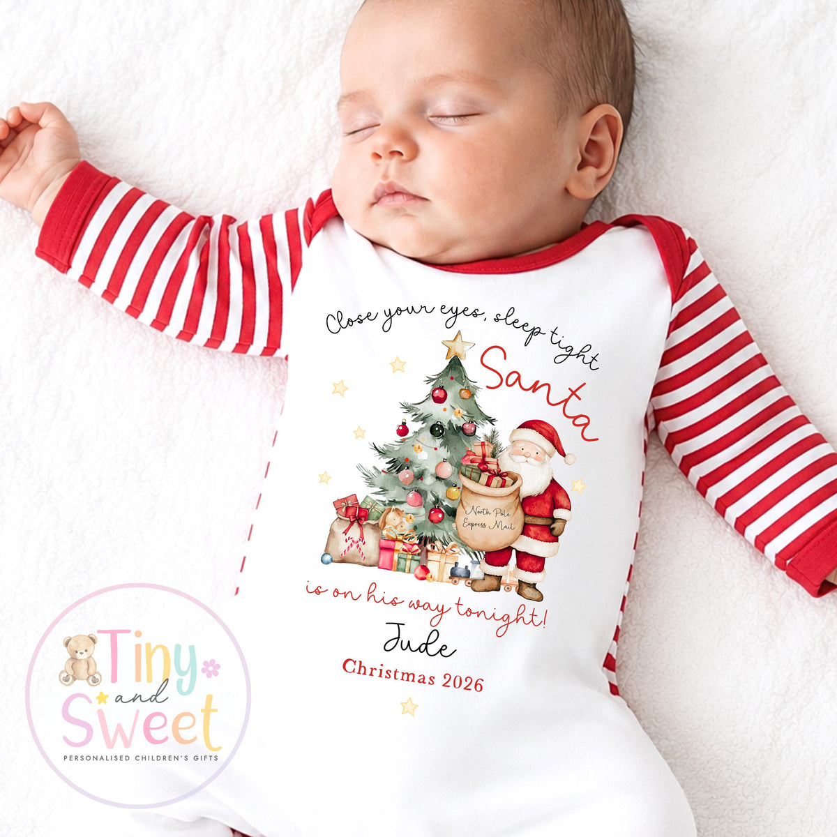 First Christmas Baby Grow , My First Christmas, Custom Name Sleepsuit, Baby’s First Christmas, Personalised Christmas Baby Outfit
