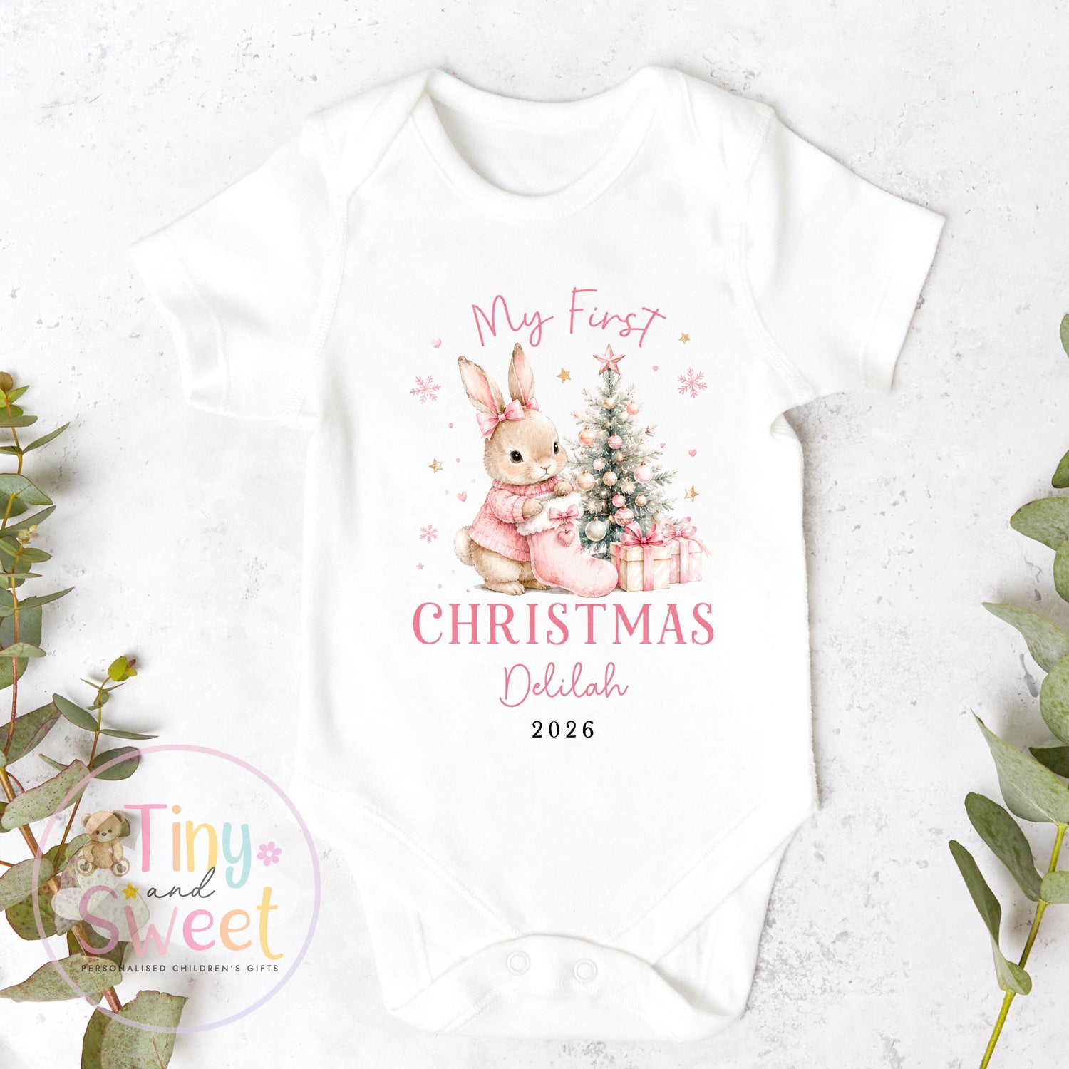 Personalised Babies First Christmas Sleepsuit, Babies 1st Xmas Gift Idea, Pyjamas, 1st Xmas Babygrow, Christmas Outfit for baby, Teddy