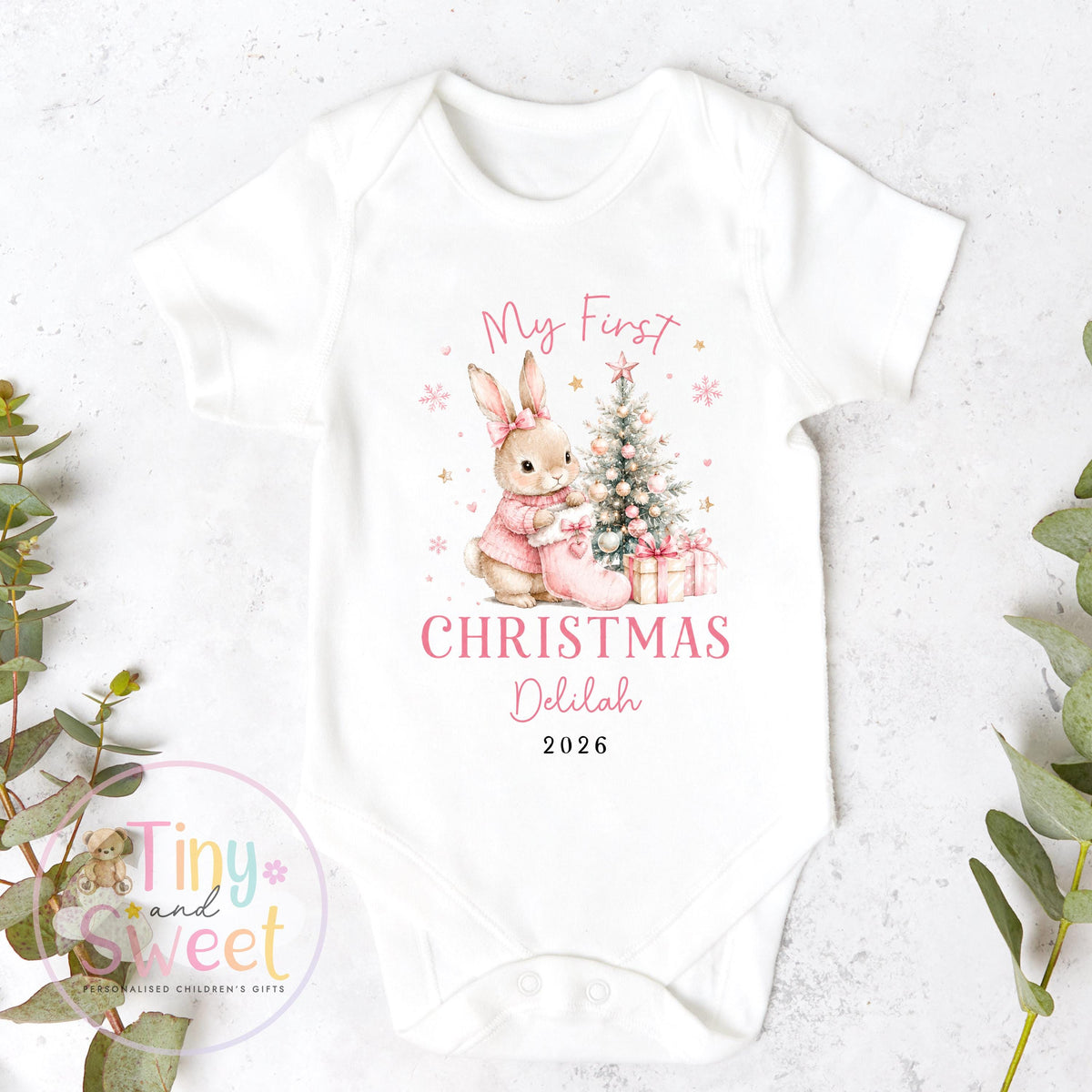 Personalised Babies First Christmas Sleepsuit, Babies 1st Xmas Gift Idea, Pyjamas, 1st Xmas Babygrow, Christmas Outfit for baby, Teddy