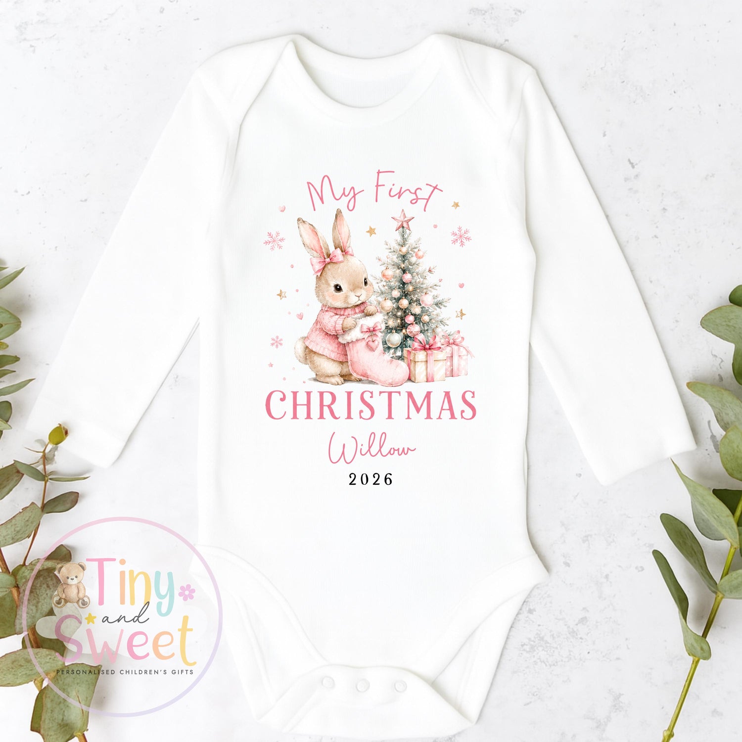 Personalised Babies First Christmas Sleepsuit, Babies 1st Xmas Gift Idea, Pyjamas, 1st Xmas Babygrow, Christmas Outfit for baby, Teddy