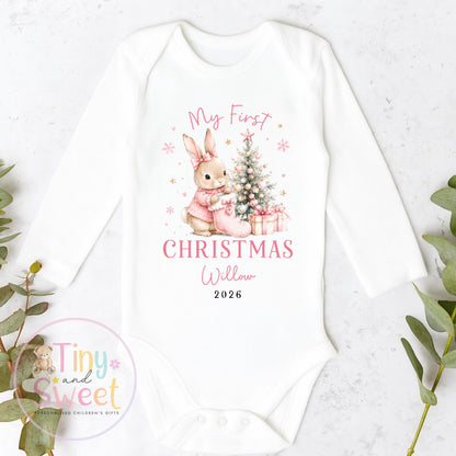 Personalised Babies First Christmas Sleepsuit, Babies 1st Xmas Gift Idea, Pyjamas, 1st Xmas Babygrow, Christmas Outfit for baby, Teddy
