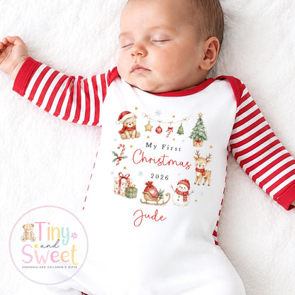 First Christmas Baby Grow , My First Christmas, Custom Name Sleepsuit, Baby’s First Christmas, Personalised Christmas Baby Outfit