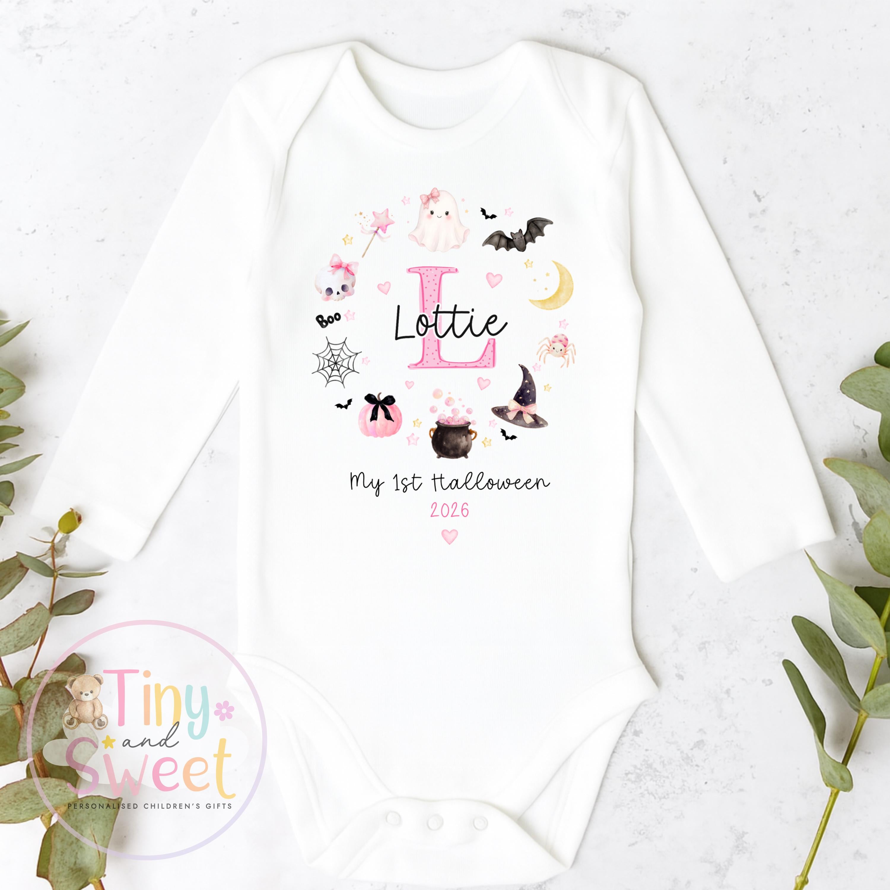 Personalised First Halloween Baby Grow , My First Halloween, Custom Name Sleepsuit, Baby’s First Halloween, Halloween Baby Outfit