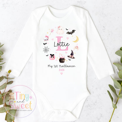 Personalised First Halloween Baby Grow , My First Halloween, Custom Name Sleepsuit, Baby’s First Halloween, Halloween Baby Outfit