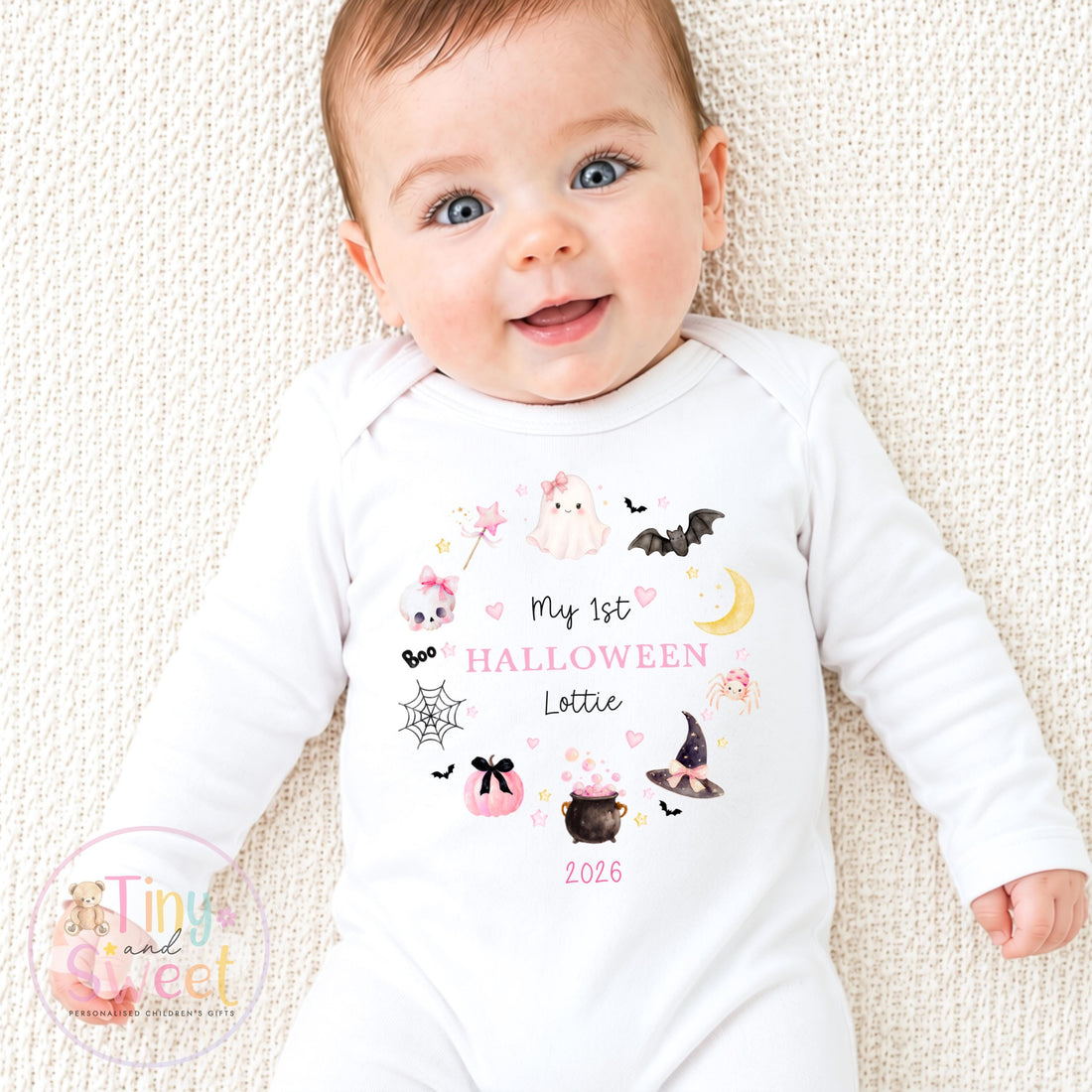 Personalised First Halloween Sleepsuit, Baby Halloween Outfit, Halloween Newborn Gift, First Halloween Babygrow, 1st Halloween Baby Gift