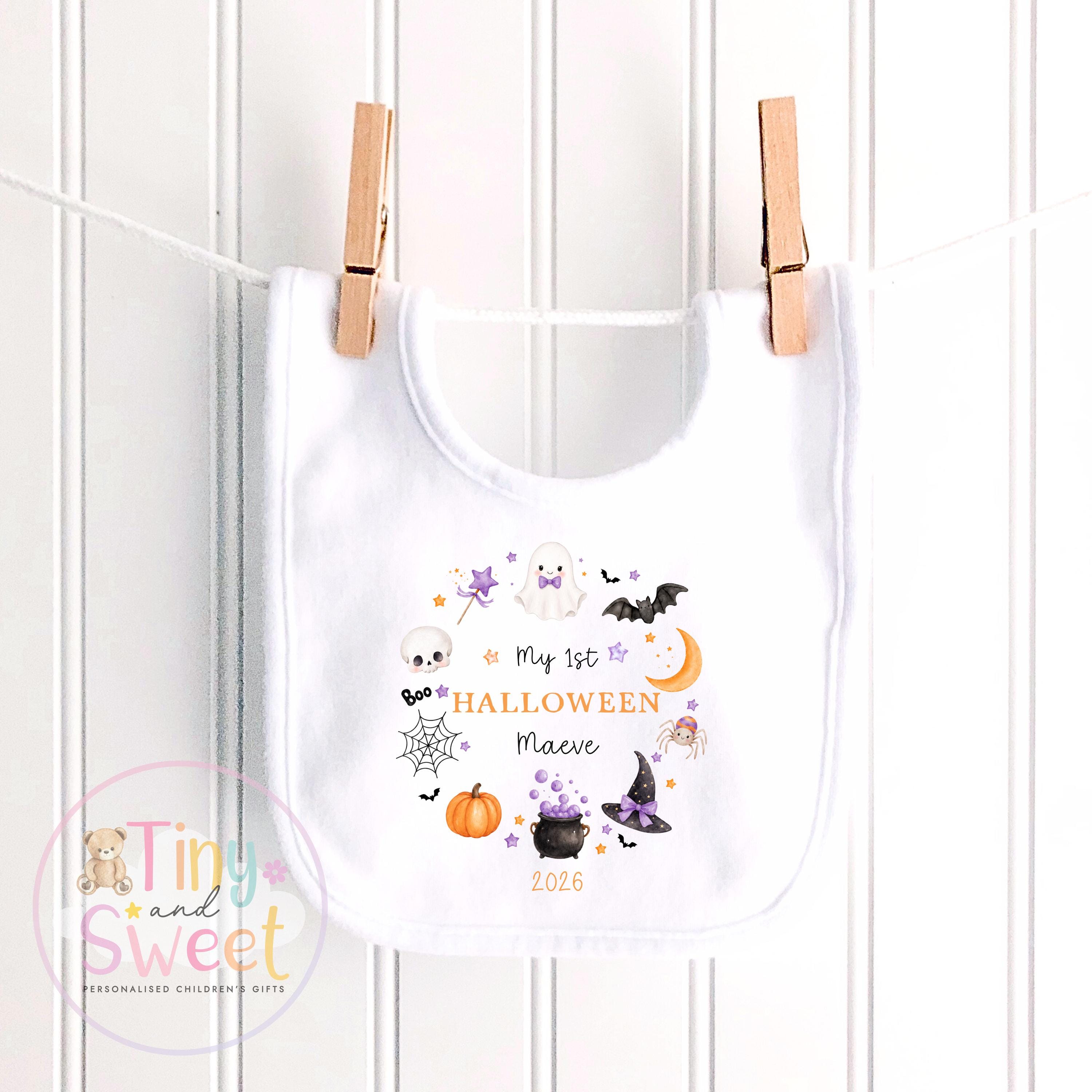 Personalised First Halloween Sleepsuit, Baby Halloween Outfit, Halloween Newborn Gift, First Halloween Babygrow, 1st Halloween Baby Gift