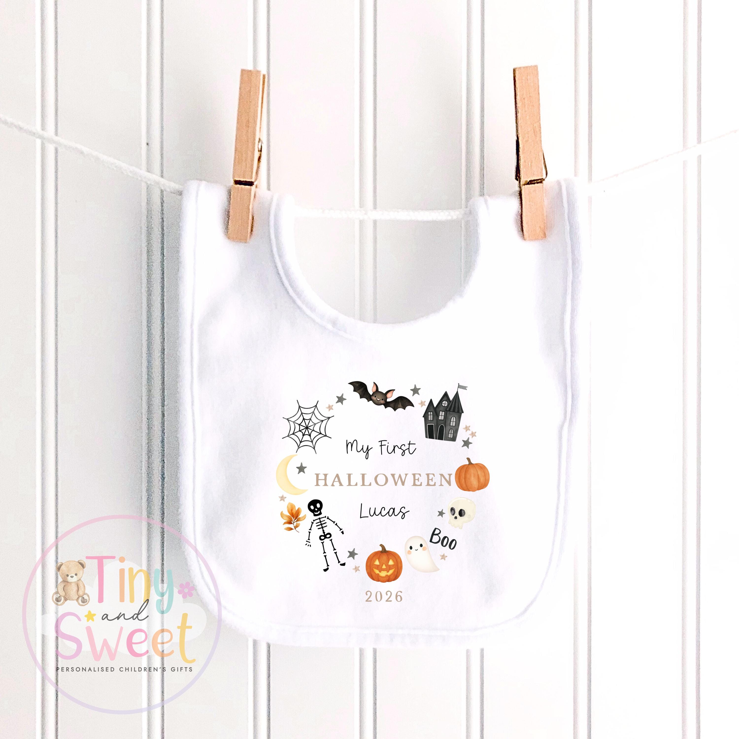 Personalised First Halloween Sleepsuit, Baby Halloween Outfit, Halloween Newborn Gift, First Halloween Babygrow, 1st Halloween Baby Gift