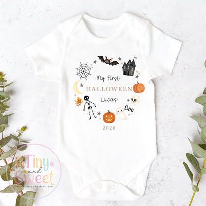 Personalised First Halloween Sleepsuit, Baby Halloween Outfit, Halloween Newborn Gift, First Halloween Babygrow, 1st Halloween Baby Gift