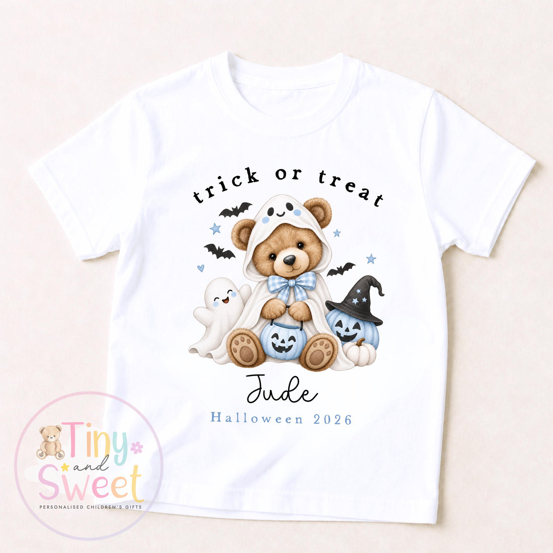 Personalised Halloween T Shirt or Sweatshirt for Kids, Halloween Top, Teddy T Shirt, Kids Halloween Outfits, Girls Halloween Gift
