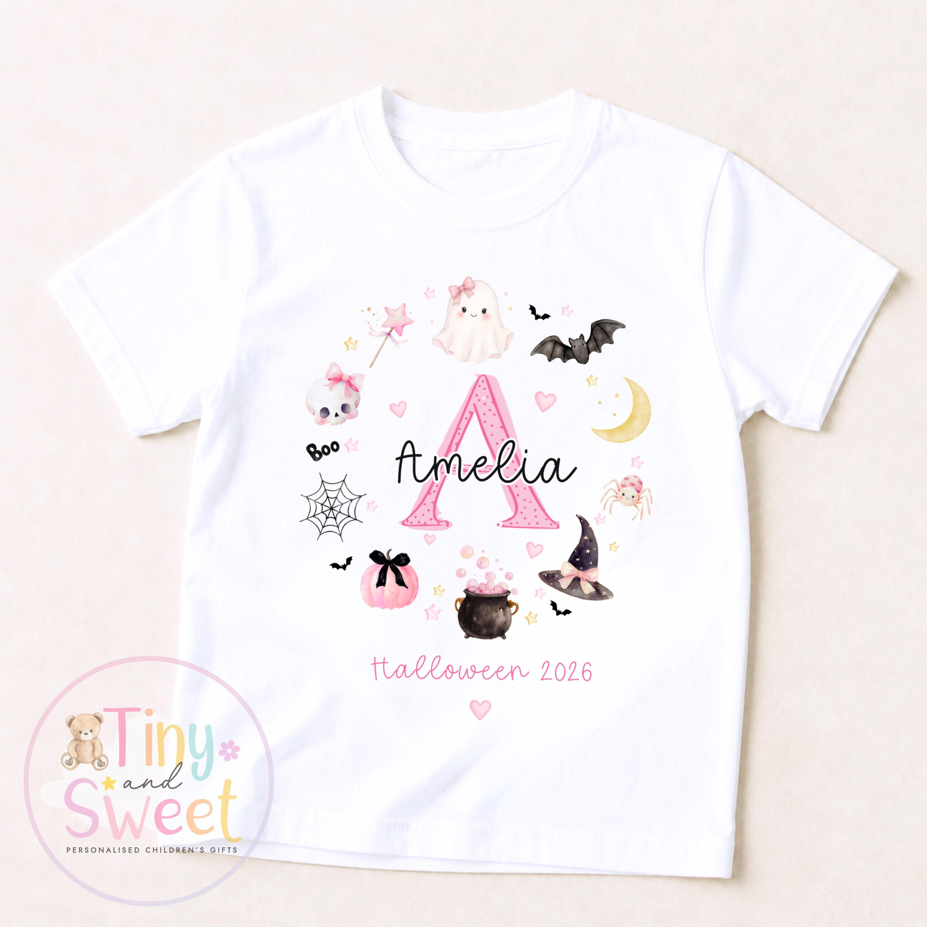 Personalised Halloween Sweatshirt or T Shirt for Kids, Halloween Top, Teddy T Shirt, Kids Halloween Outfits, Girls Halloween Gift