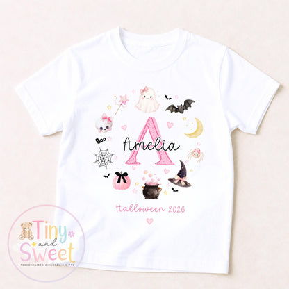 Personalised Halloween Sweatshirt or T Shirt for Kids, Halloween Top, Teddy T Shirt, Kids Halloween Outfits, Girls Halloween Gift