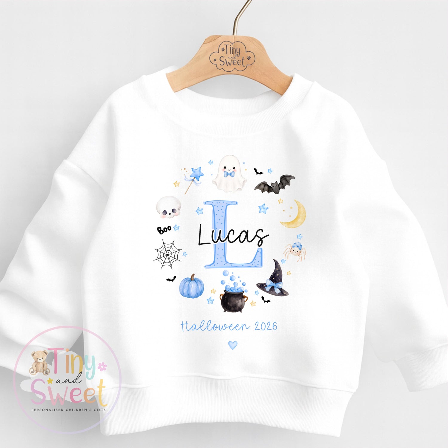 Personalised Halloween Sweatshirt or T Shirt for Kids, Halloween Top, Teddy T Shirt, Kids Halloween Outfits, Girls Halloween Gift
