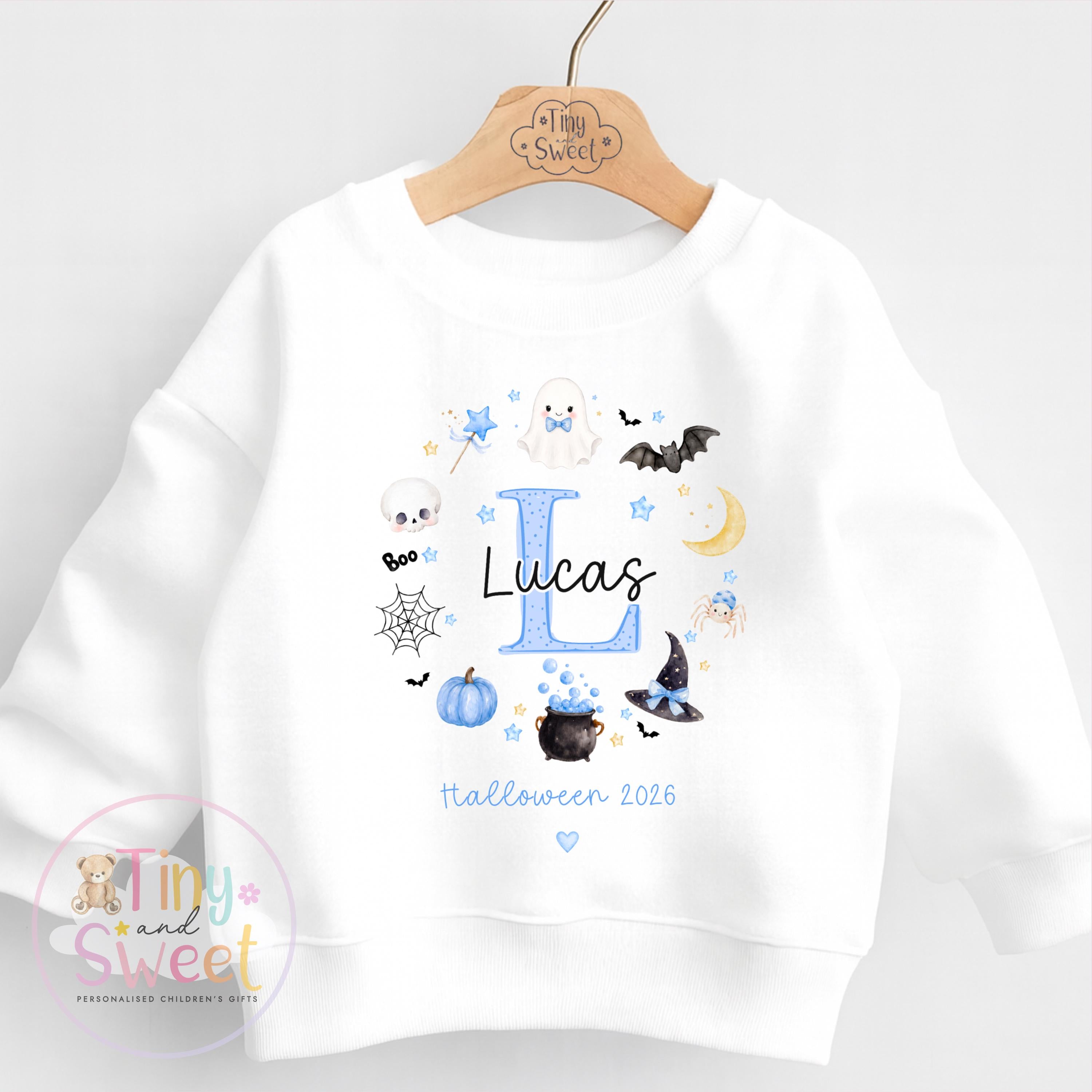Personalised Halloween Sweatshirt or T Shirt for Kids, Halloween Top, Teddy T Shirt, Kids Halloween Outfits, Girls Halloween Gift
