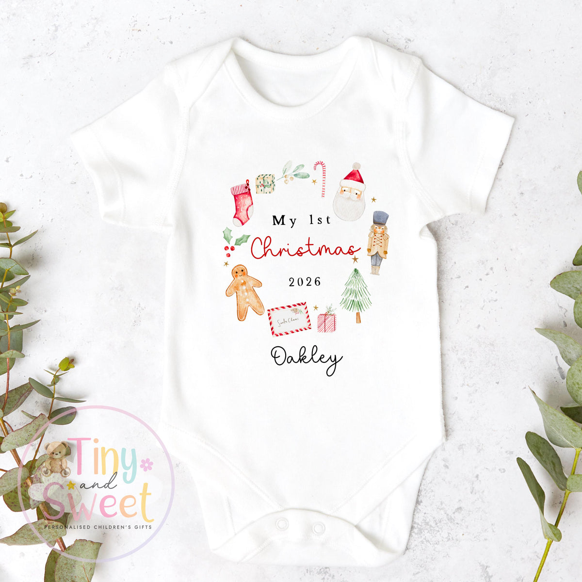 Personalised First Christmas Baby Grow , My First Christmas, Custom Name Sleepsuit, Baby’s First Christmas, Xmas Baby Outfit