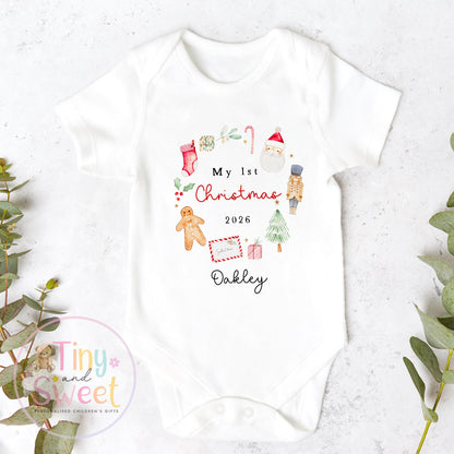 Personalised First Christmas Baby Grow , My First Christmas, Custom Name Sleepsuit, Baby’s First Christmas, Xmas Baby Outfit