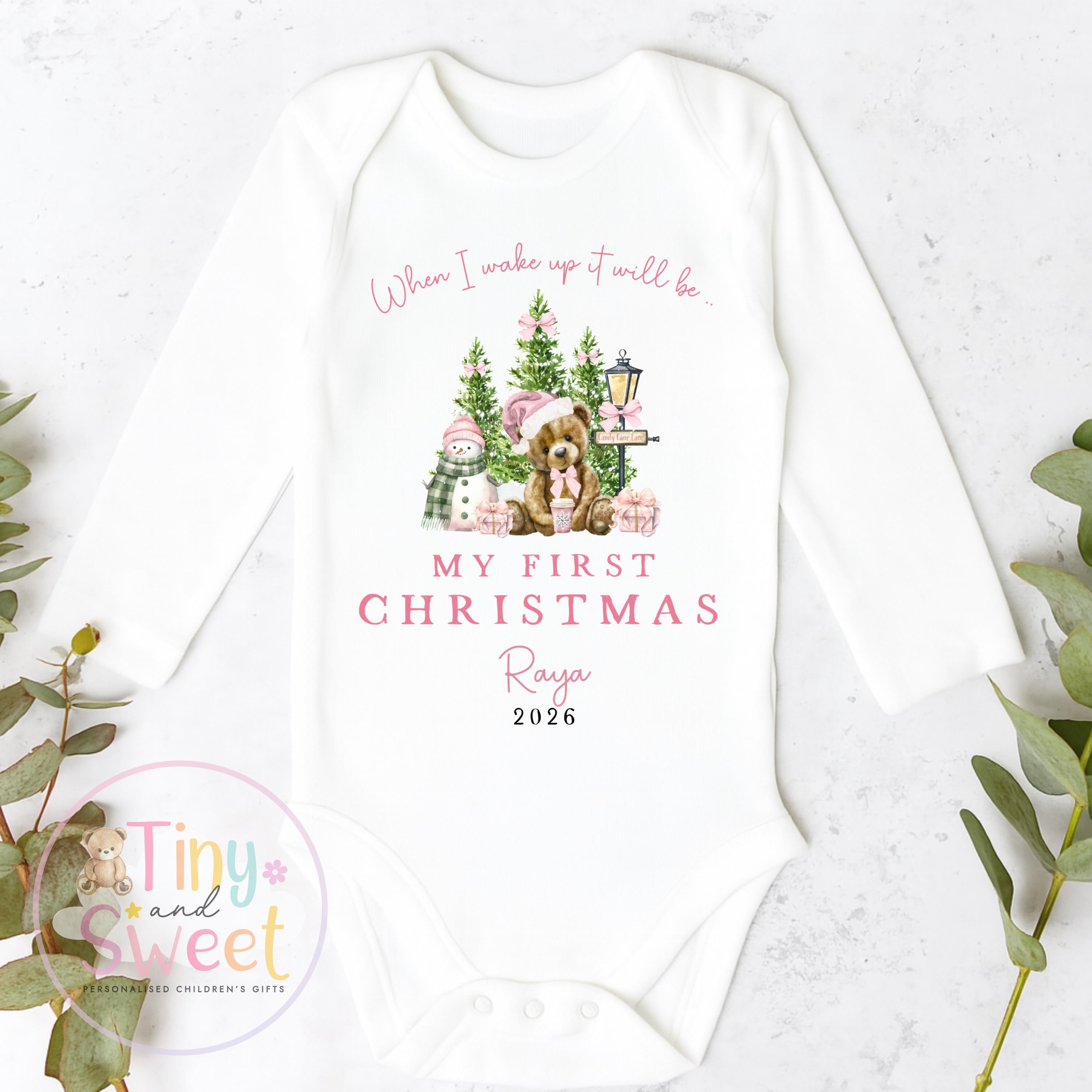 Personalised Babies First Christmas Sleepsuit, Babies 1st Xmas Gift Idea, Pyjamas, 1st Xmas Babygrow, Christmas Outfit for baby, Teddy