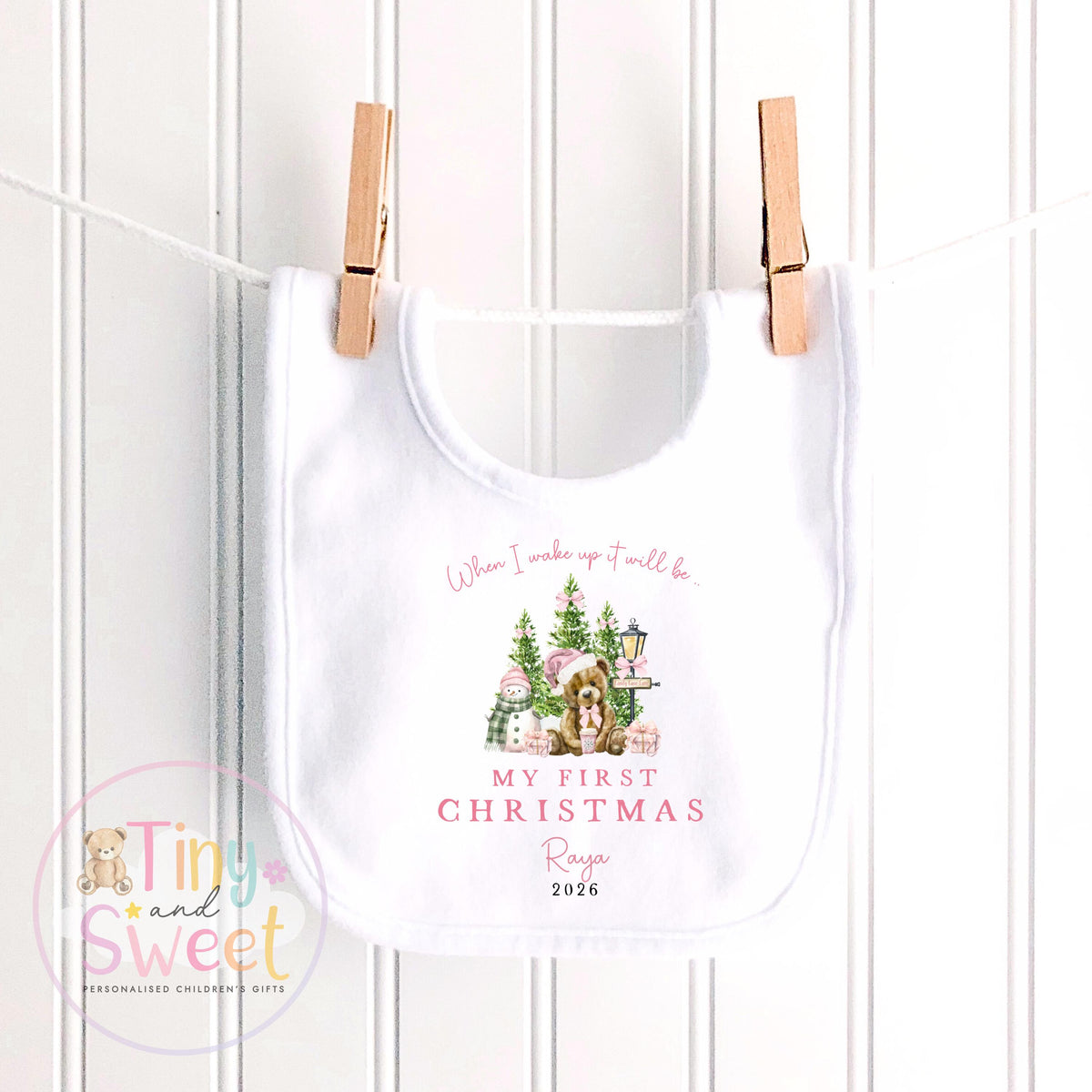 Personalised Babies First Christmas Sleepsuit, Babies 1st Xmas Gift Idea, Pyjamas, 1st Xmas Babygrow, Christmas Outfit for baby, Teddy