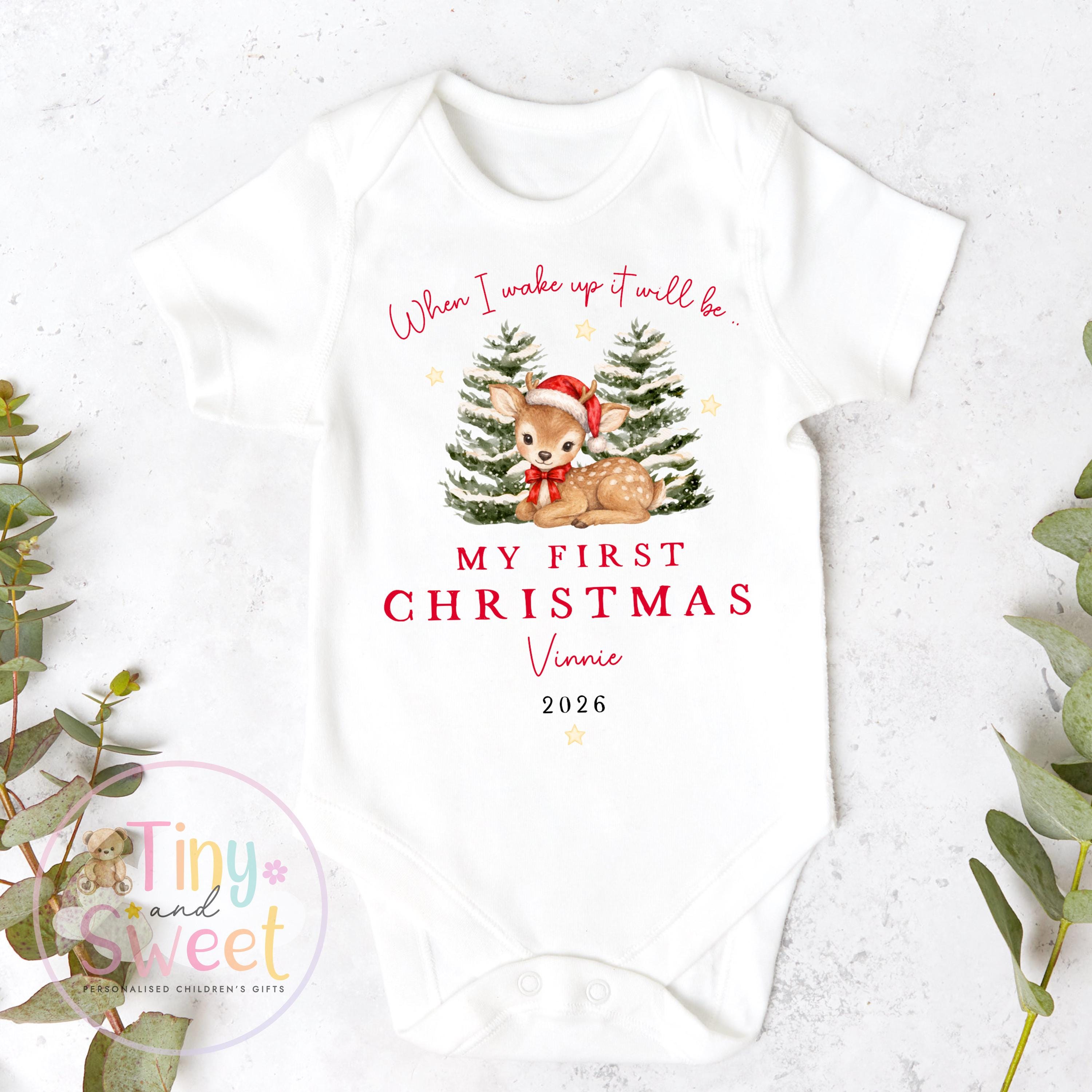 Personalised First Christmas Baby Grow , My First Christmas, Custom Name Sleepsuit, Baby’s First Christmas, Xmas Baby Outfit