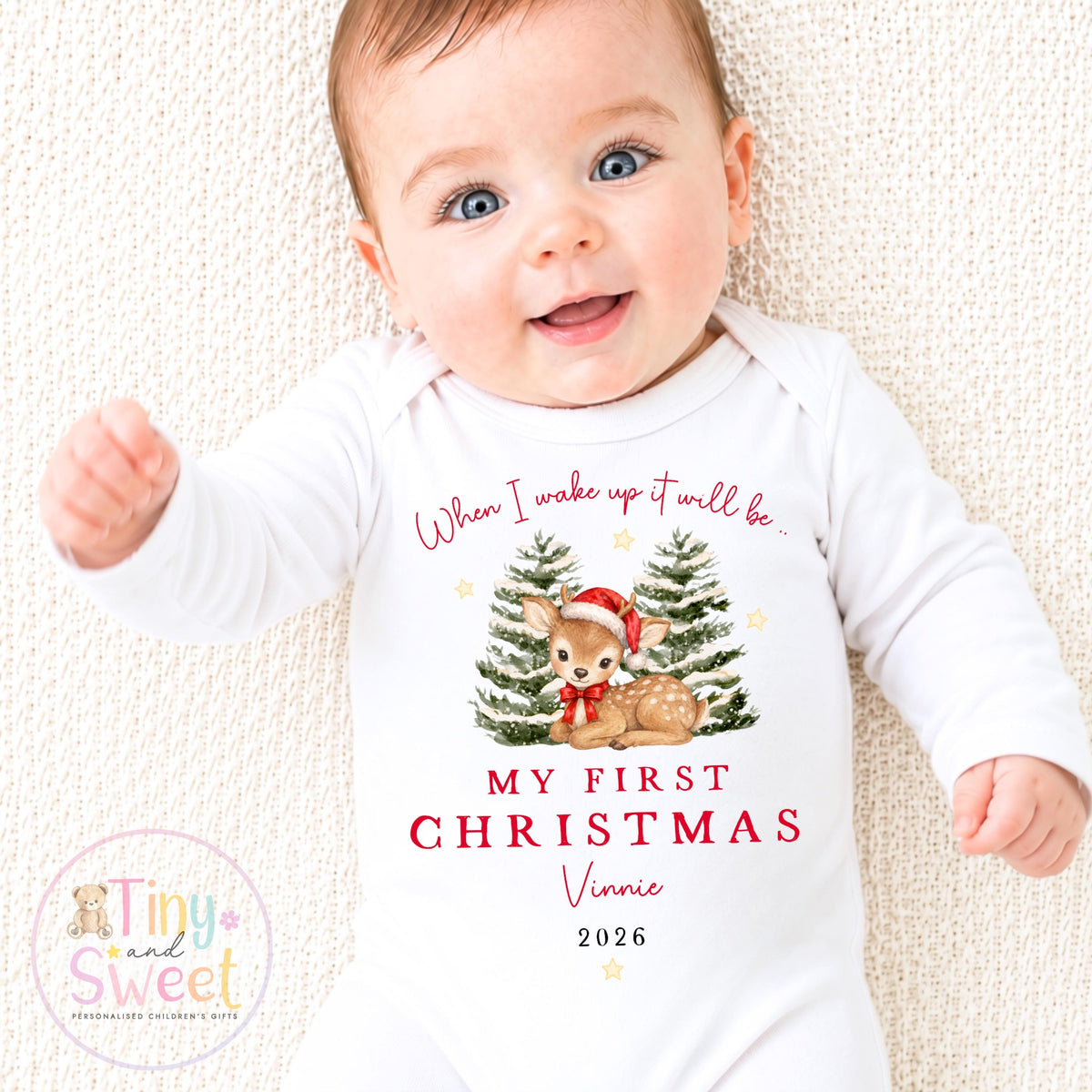 Personalised First Christmas Baby Grow , My First Christmas, Custom Name Sleepsuit, Baby’s First Christmas, Xmas Baby Outfit