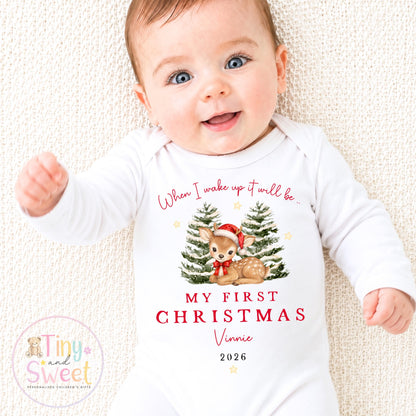 Personalised First Christmas Baby Grow , My First Christmas, Custom Name Sleepsuit, Baby’s First Christmas, Xmas Baby Outfit