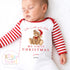 First Christmas Classic Teddy Personalised Red Stripe Sleepsuit