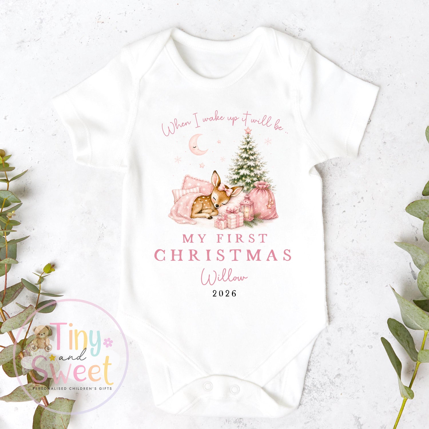Personalised Babies First Christmas Sleepsuit, Babies 1st Xmas Gift Idea, Pyjamas, 1st Xmas Babygrow, Christmas Outfit for baby, Teddy
