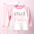 Personalised Pink Any Age Themed Birthday Girls Stripe Long Set, Girl Birthday Cotton Clothing Set, Birthday Morning Set