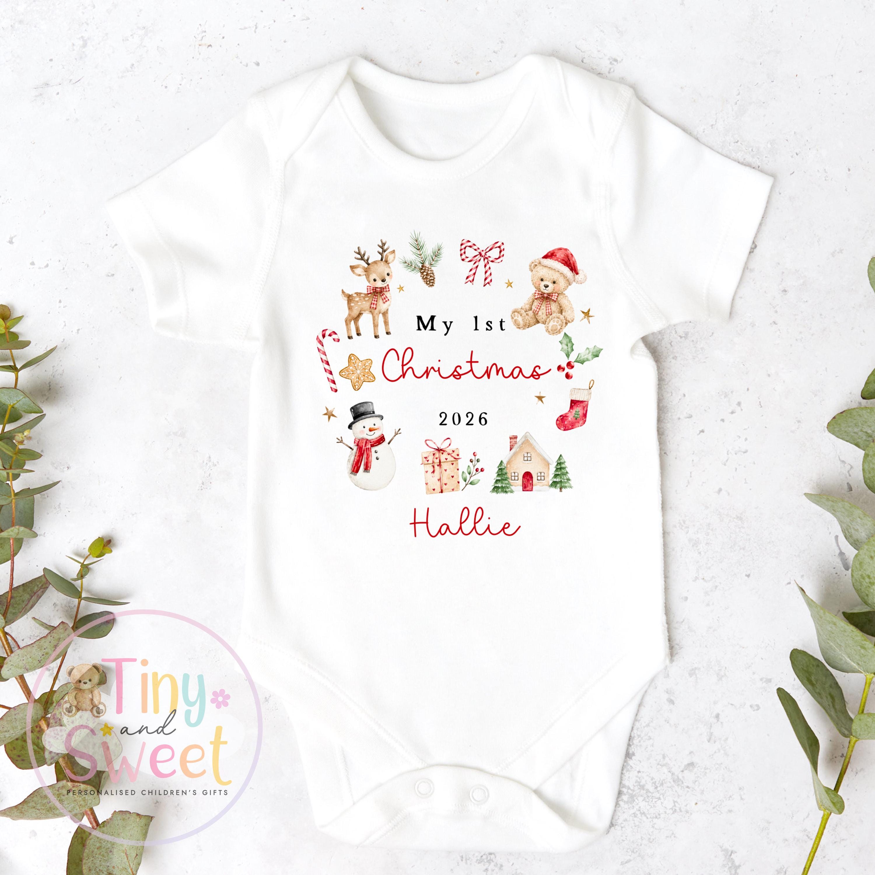 My First Christmas Sleepsuit, Personalised My First Christmas Babygrow, Baby’s 1st Christmas Outfit, Newborn Christmas Outfit, First Xmas