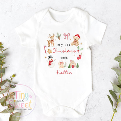 My First Christmas Sleepsuit, Personalised My First Christmas Babygrow, Baby’s 1st Christmas Outfit, Newborn Christmas Outfit, First Xmas