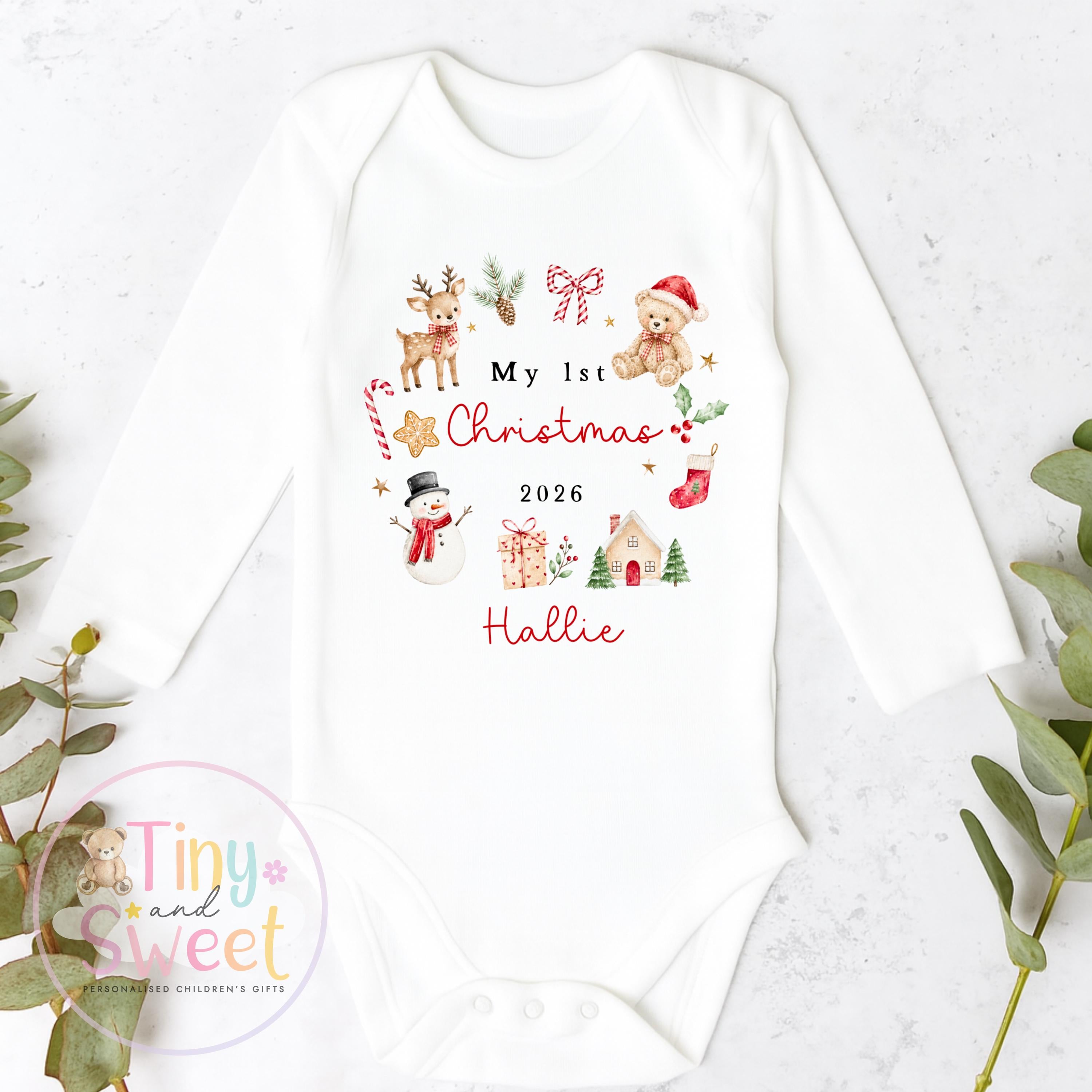 My First Christmas Sleepsuit, Personalised My First Christmas Babygrow, Baby’s 1st Christmas Outfit, Newborn Christmas Outfit, First Xmas