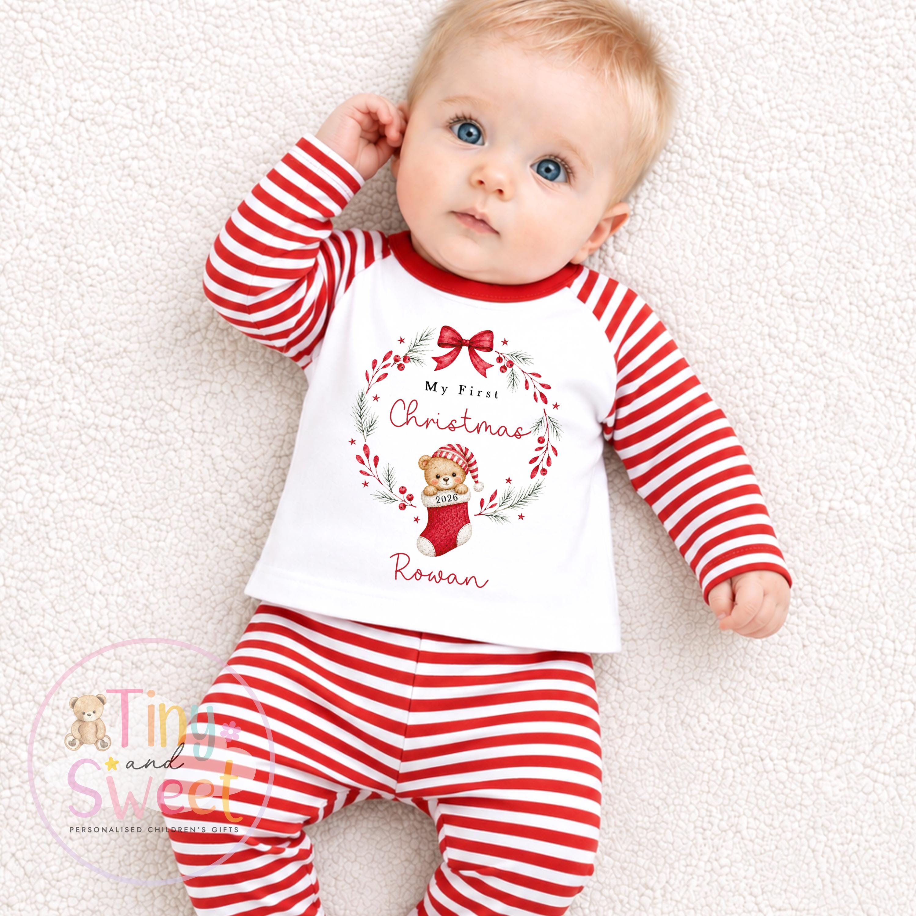 My First Christmas Sleepsuit, Personalised My First Christmas Babygrow, Baby’s 1st Christmas Outfit, Newborn Christmas Outfit, First Xmas